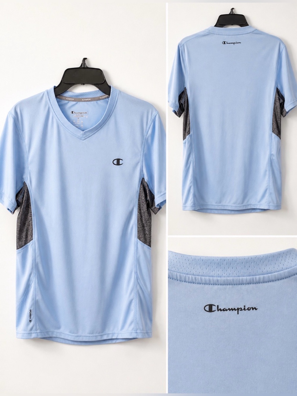 Champion C9 Light Blue V-Neck Athletic Performance Shirt